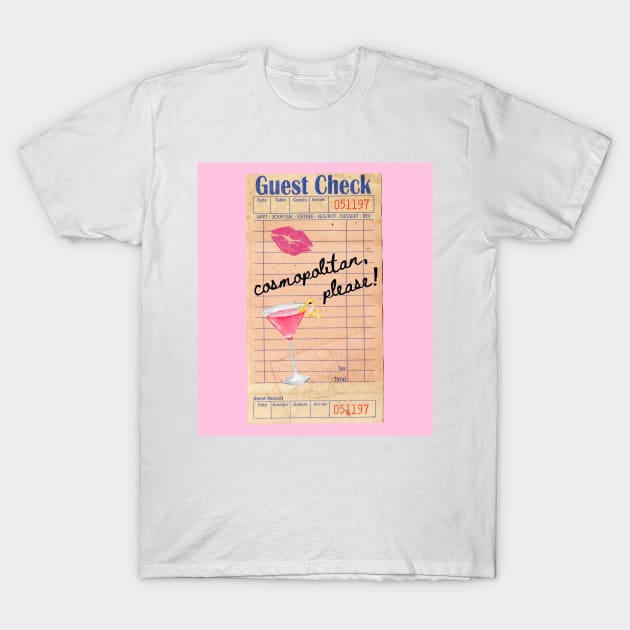 Cosmopolitan Cocktail Y2k Pink Guest Check Print T-Shirt by madiwestdal